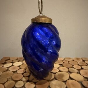 Blue Glass Christmas Ornament Reproduction Kugel